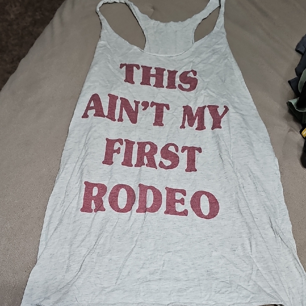 Gray Tank Top with Red Text